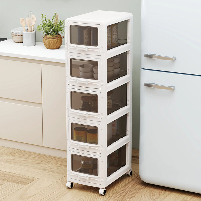 3-Tier Plastic Drawer Storage Organizer Rolling Cart with 3 Drawers