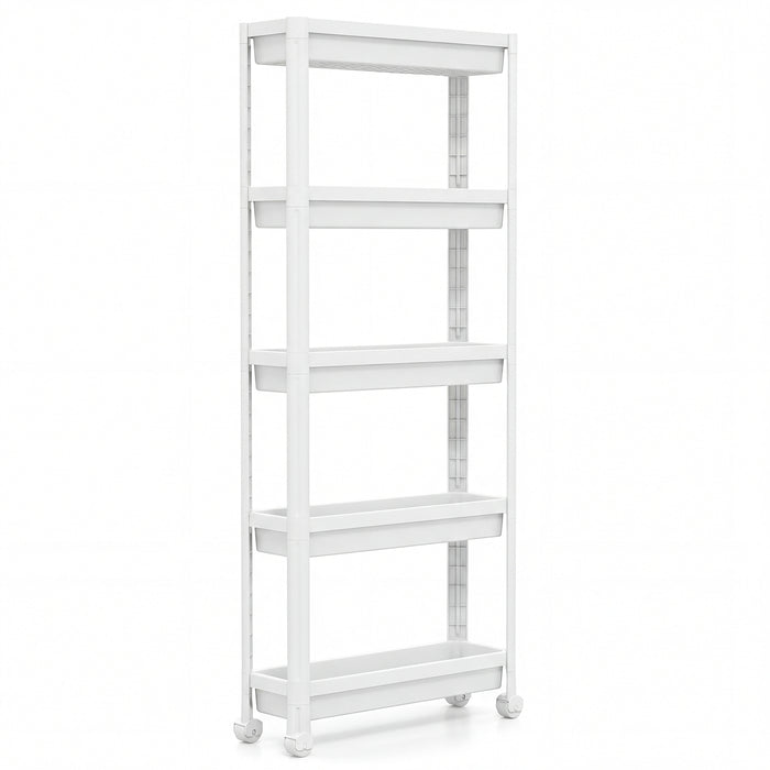 5-Tier Slim Rolling Storage Cart with Smooth Wheels for Kitchen-Black