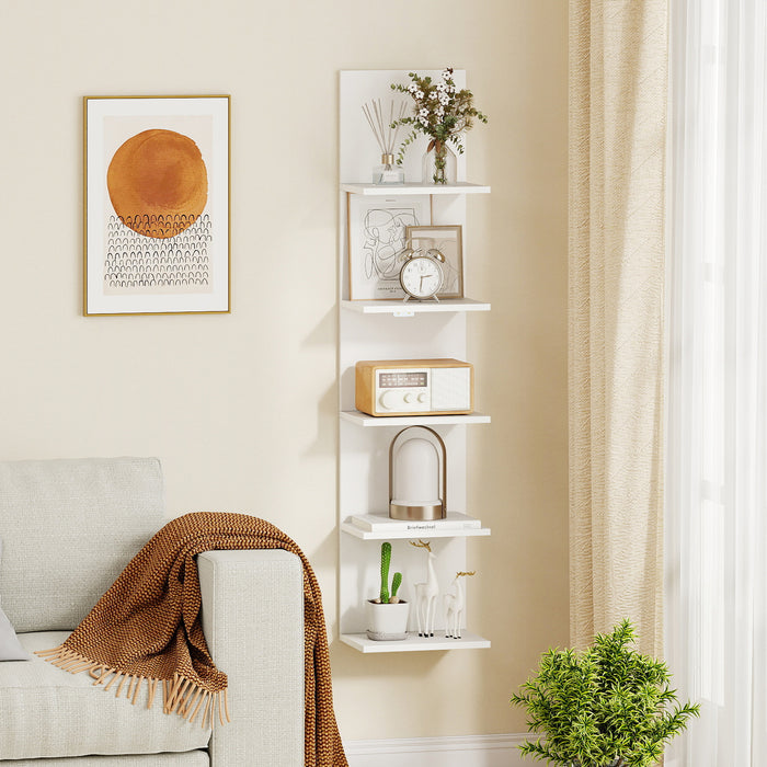 5-Tier Wall Shelves Vertical Floating Storage Shelf Unit-Rustic Brown