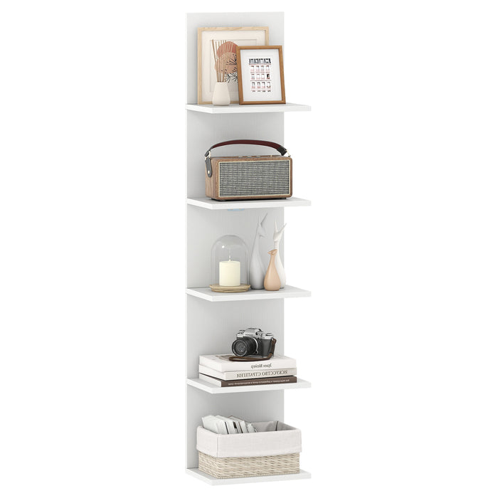 5-Tier Wall Shelves Vertical Floating Storage Shelf Unit-Rustic Brown