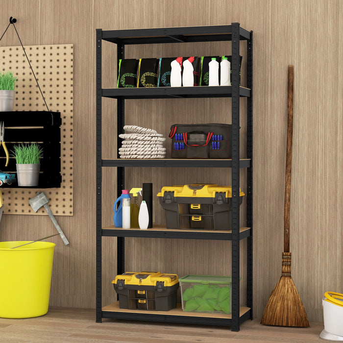 5-Tier Metal Shelving Unit with Adjustable Height for Garages-Silver