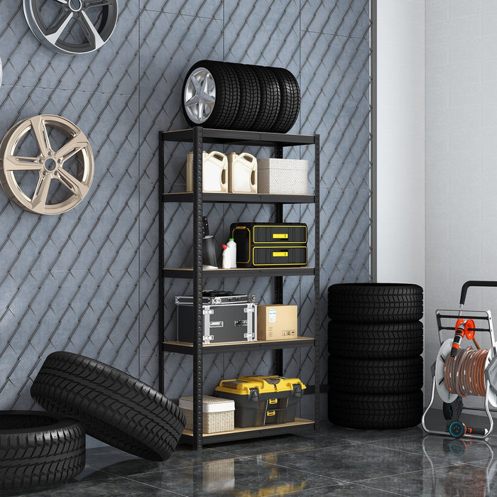 5-Tier Metal Shelving Unit with Adjustable Height for Garages-Silver
