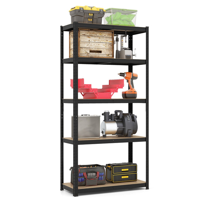 5-Tier Metal Shelving Unit with Adjustable Height for Garages-Silver