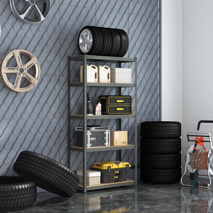 5-Tier Metal Shelving Unit with Adjustable Height for Garages-Silver
