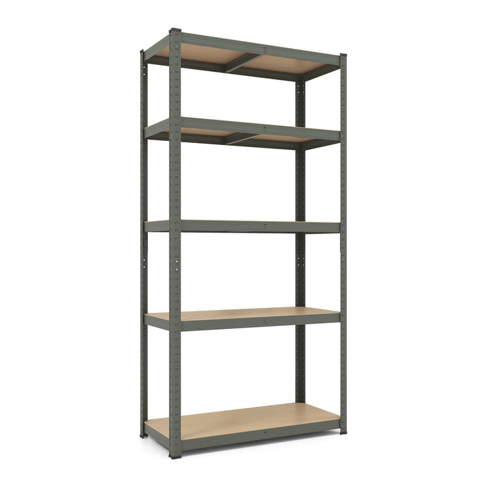 5-Tier Metal Shelving Unit with Adjustable Height for Garages-Silver