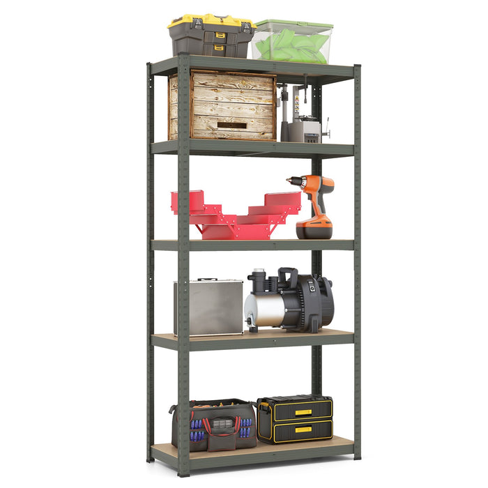 5-Tier Metal Shelving Unit with Adjustable Height for Garages-Silver