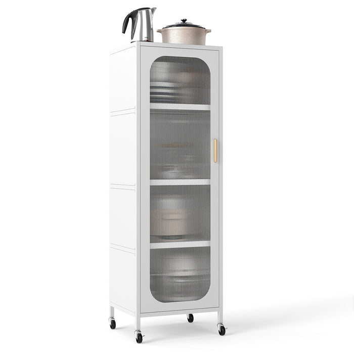 5-Tier Metal Storage Cabinet with Adjustable Shelves for Dining Room-Black