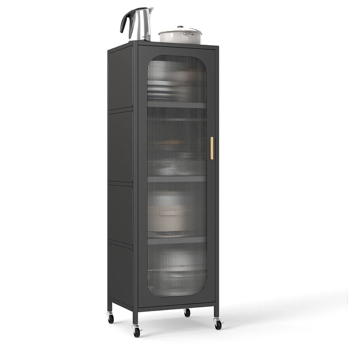5-Tier Metal Storage Cabinet with Adjustable Shelves for Dining Room-Black