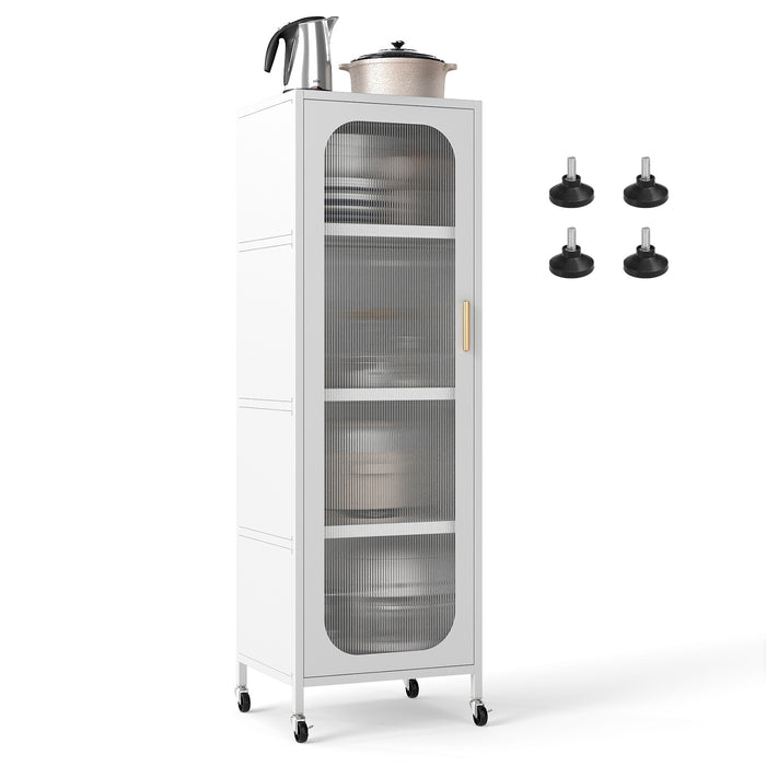5-Tier Metal Storage Cabinet with Adjustable Shelves for Dining Room-Black