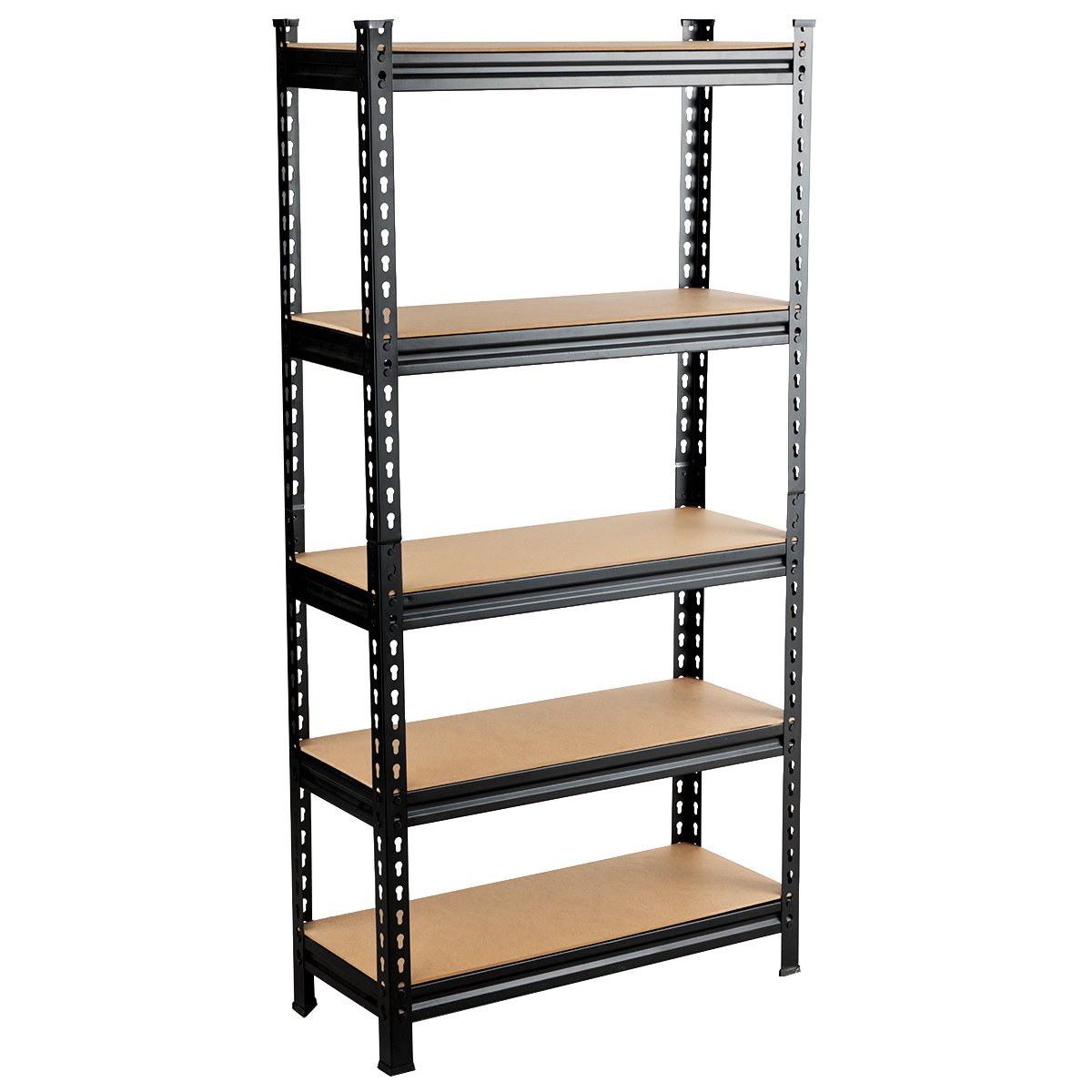 5-Tier Storage Rack with Adjustable Boards-Black — Shopsta UK