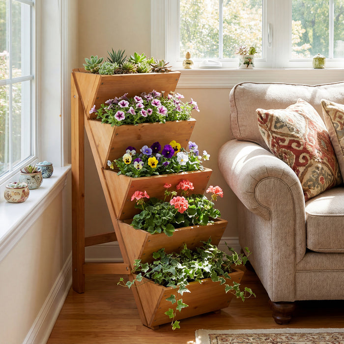 5-tier Vertical Raised Garden Bed Wood Elevated Planter Box-
