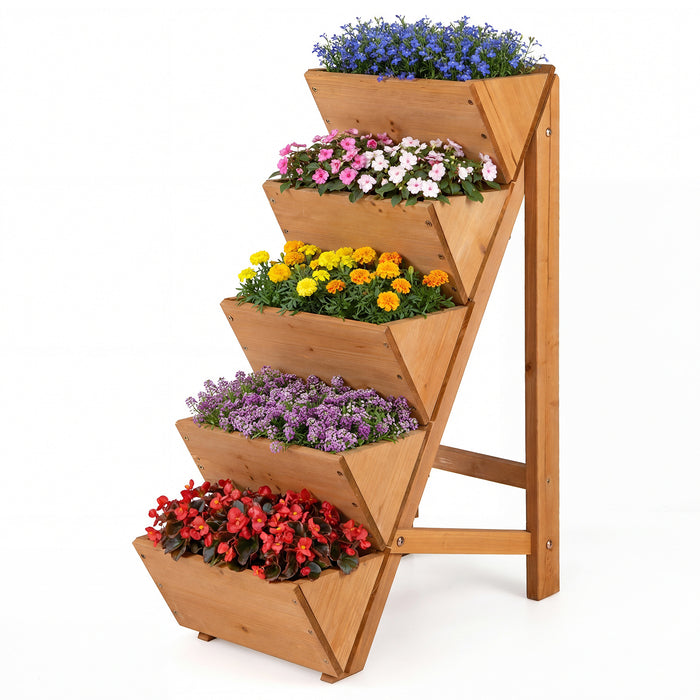 5-tier Vertical Raised Garden Bed Wood Elevated Planter Box-