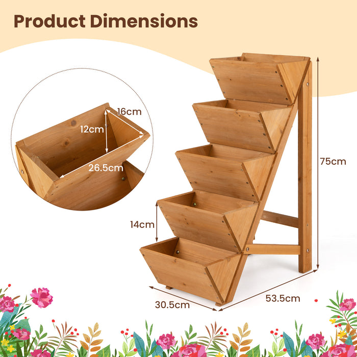 5-tier Vertical Raised Garden Bed Wood Elevated Planter Box-