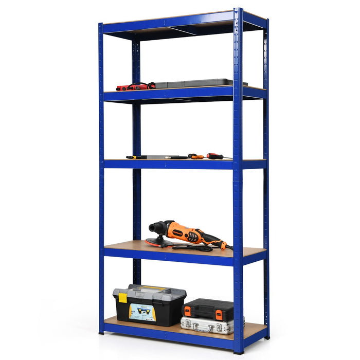5-Tier Storage Rack with Boltless Shelving and Adjustable Shelves-Grey