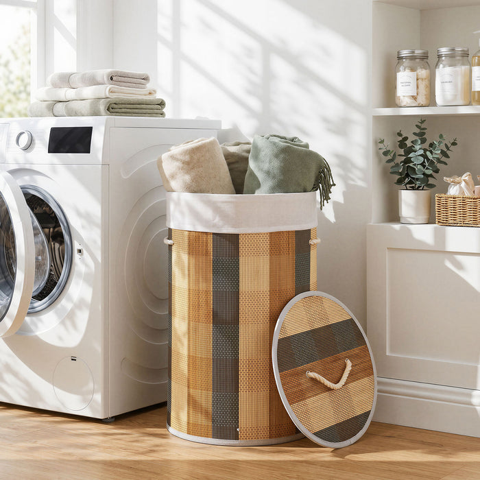 50 L 3-handle Laundry Hamper with Removable and Machine-Washable Liner for Blankets-