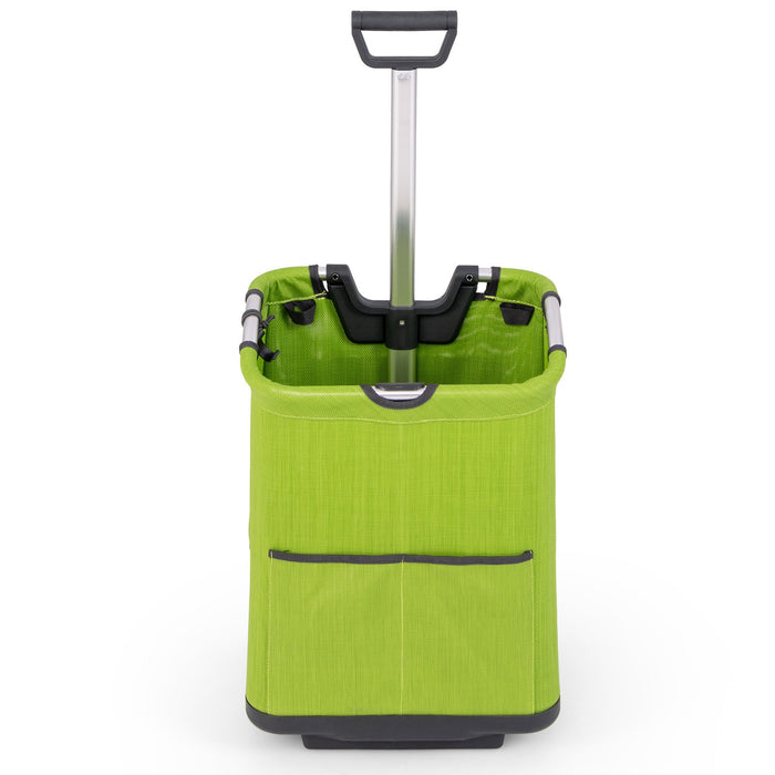 50L Folding Shopping Cart with 3 Pockets and Retractable Handlebar-