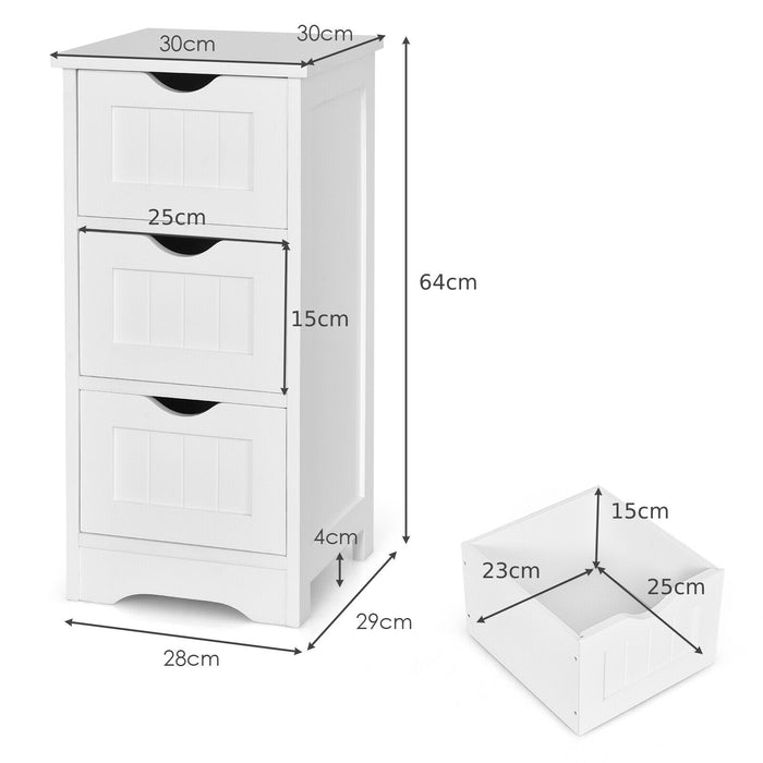 Bathroom Floor Cabinet with 3 Drawers and Cut-Off Handle-