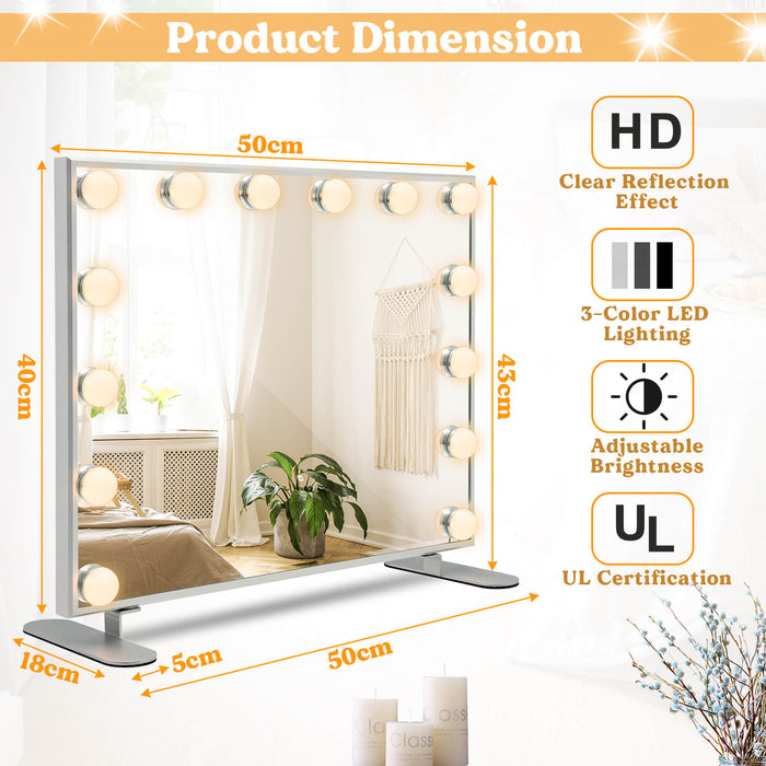 50 x 43 cm Tabletop Wall Mirror with LED Lights