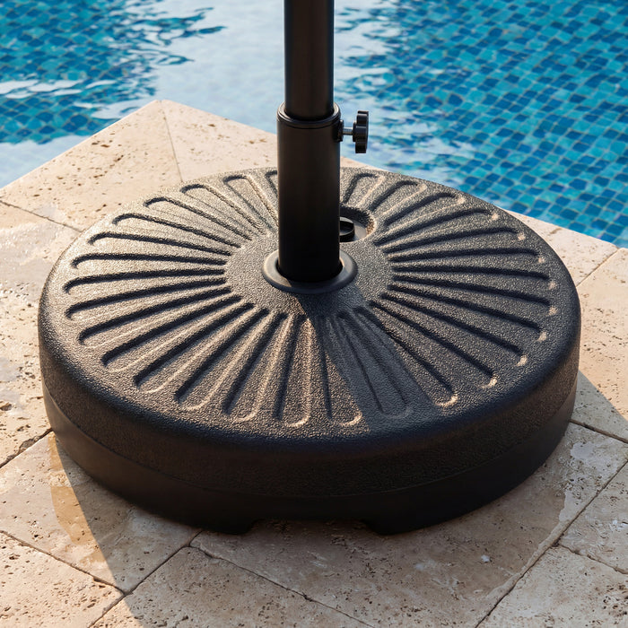 51 CM Round Patio Umbrella Base Fillable Stand with 2 Couplers-