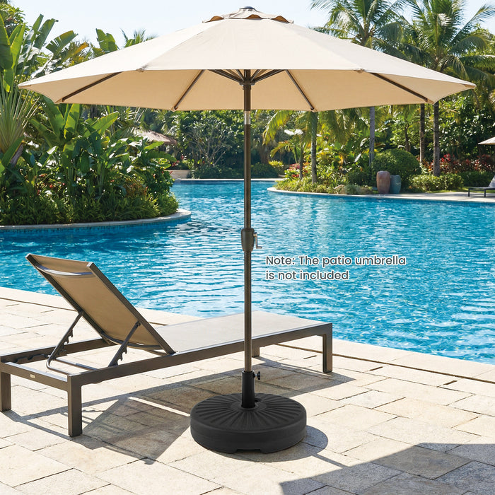 51 CM Round Patio Umbrella Base Fillable Stand with 2 Couplers-