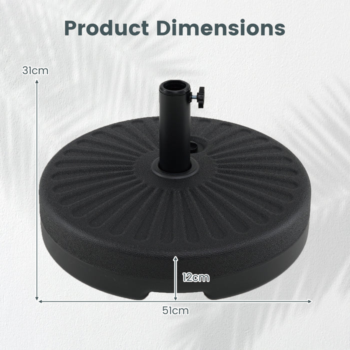 51 CM Round Patio Umbrella Base Fillable Stand with 2 Couplers-