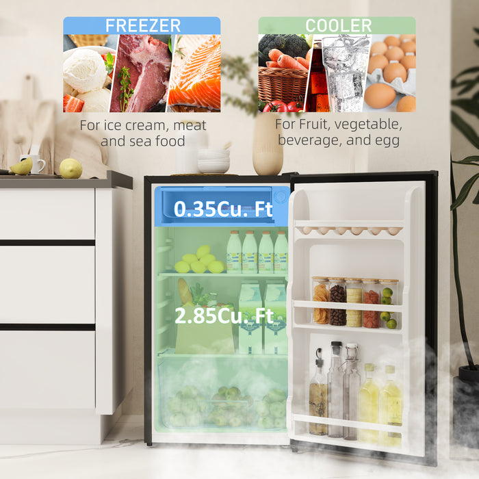 HOMCOM 91L Freestanding Under-Counter Fridge with Lock - Black