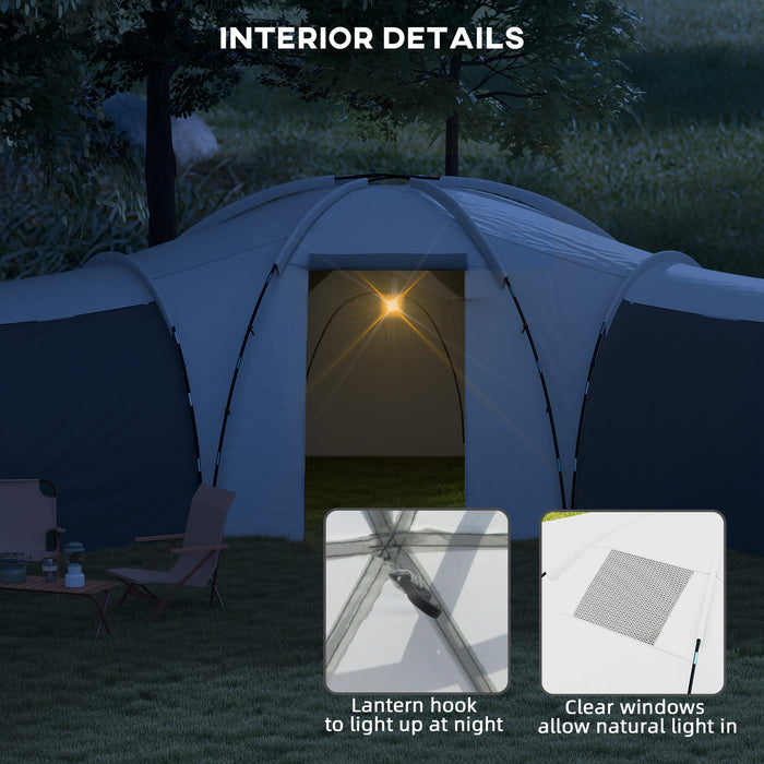 Outsunny 6-9 Man Tent with Bedrooms and Living Room, Accessories Included, Dark Grey