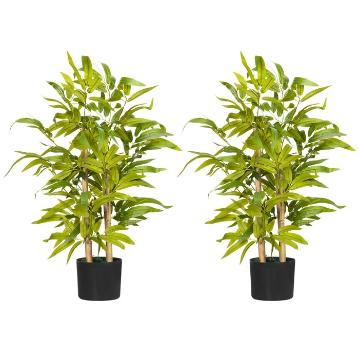 Artificial Bamboo Tree Duo in Pots - Lifelike Desk and Home Decor Faux Plants, Indoor/Outdoor, 15x15x60cm - Perfect for Office & Living Space Beautification