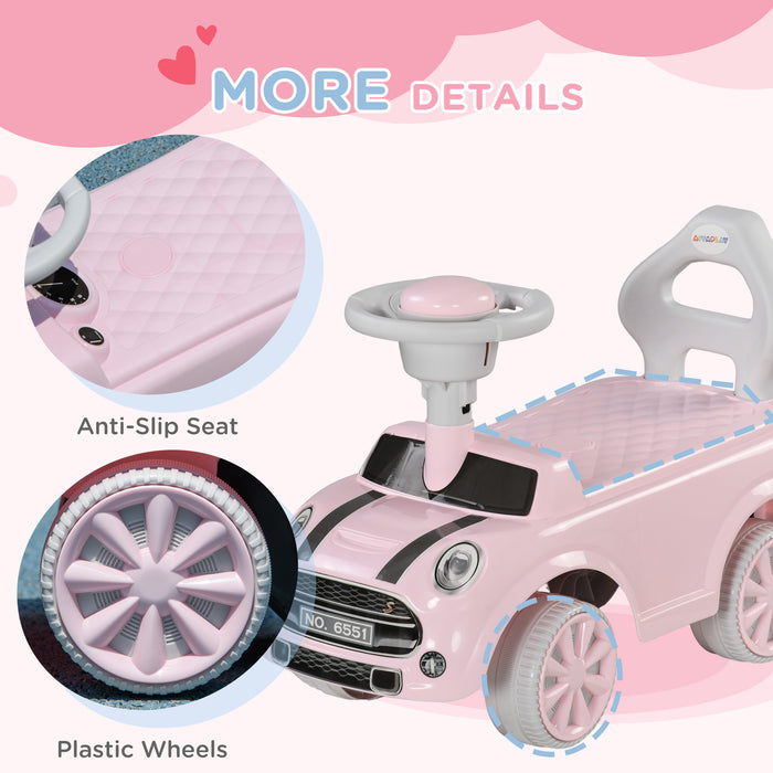 Sliding Car with Air Horn - Foot to Floor Ride-On Vehicle, Anti-Over-Backwards Design - Perfect for Toddlers 18-36 Months in Pink