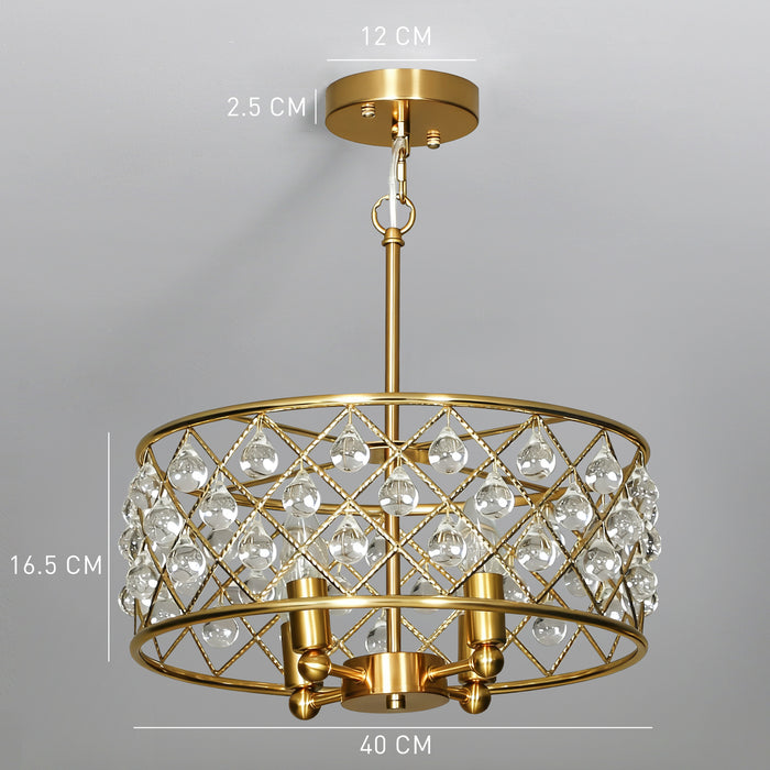 HOMCOM 51 Crystallite Four-Bulb Chandelier - Gold-Tone