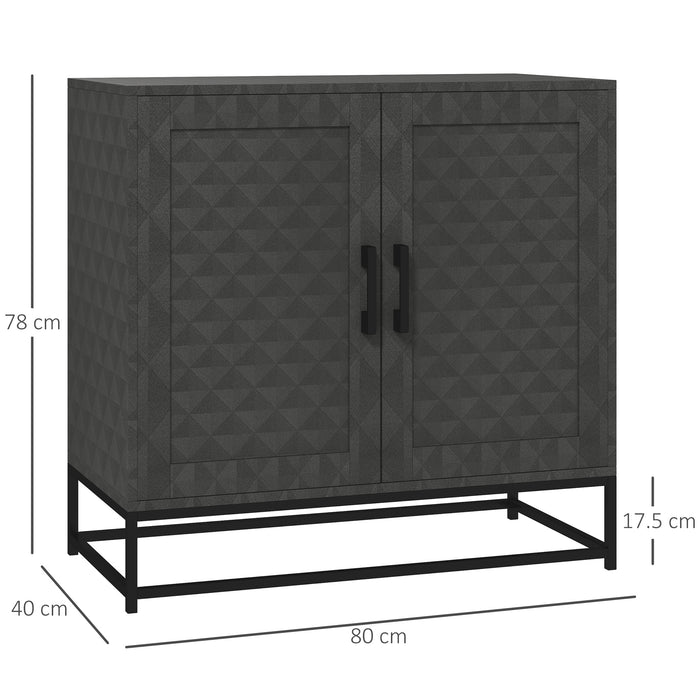 HOMCOM Modern Sideboard, Freestanding Sideboard Storage Cabinet with Adjustable Shelf and 2 Doors for Living Room, Grey