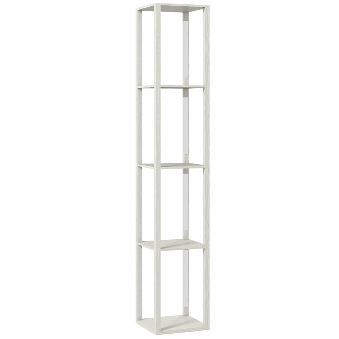 HOMCOM Floor Lamp with Shelves and 3 Brightness Levels - Oak