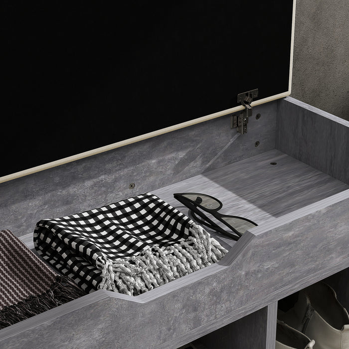 HOMCOM Shoes Cabinet Bench Hidden Storage Padded Seat Organiser Footwear Rack Hallway Grey Wood Grain