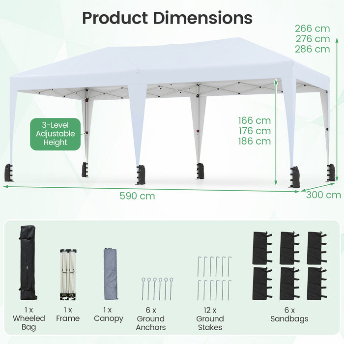 590 x 300 CM Outdoor Pop up Canopy Tent with Wheeled Bag-