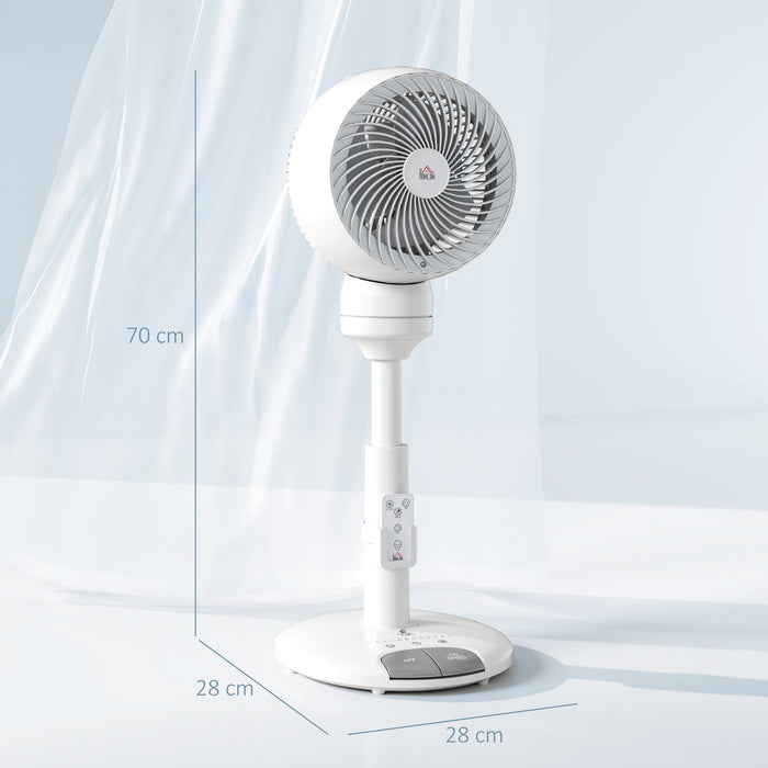 HOMCOM 9'' Air Circulator Fan 3 Speed 3 Mode, 70° Oscillation 90° Vertical Tilt, Height Adjustable, Remote Controller, for Living Room, Bedroom, Office, White