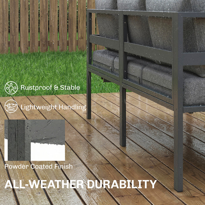 Outsunny 3 Pieces Garden Furniture Set, Aluminium Corner Lounge Set with Adjustable Backrest and Coffee Table