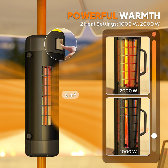 Outsunny Patio Parasol Heater, Electric Umbrella Mounted Heater for 25-70 mm Poles