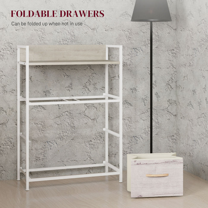 HOMCOM Rustic Chest of Four Fabric Drawers - Black