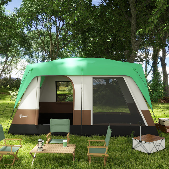 Seven-Man Spacious Family Camping Tent - Waterproof with Small Rainfly and Essential Accessories - Perfect for Outdoor Group Adventures