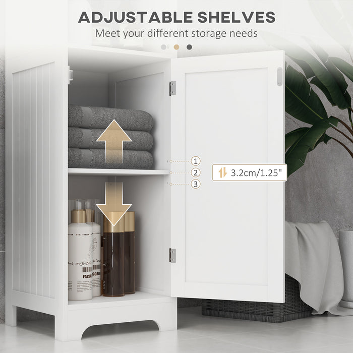 HOMCOM Slim Bathroom Storage Cabinet, Tall Bathroom Cabinet with 3 Open Shelves and Adjustable Shelf, White