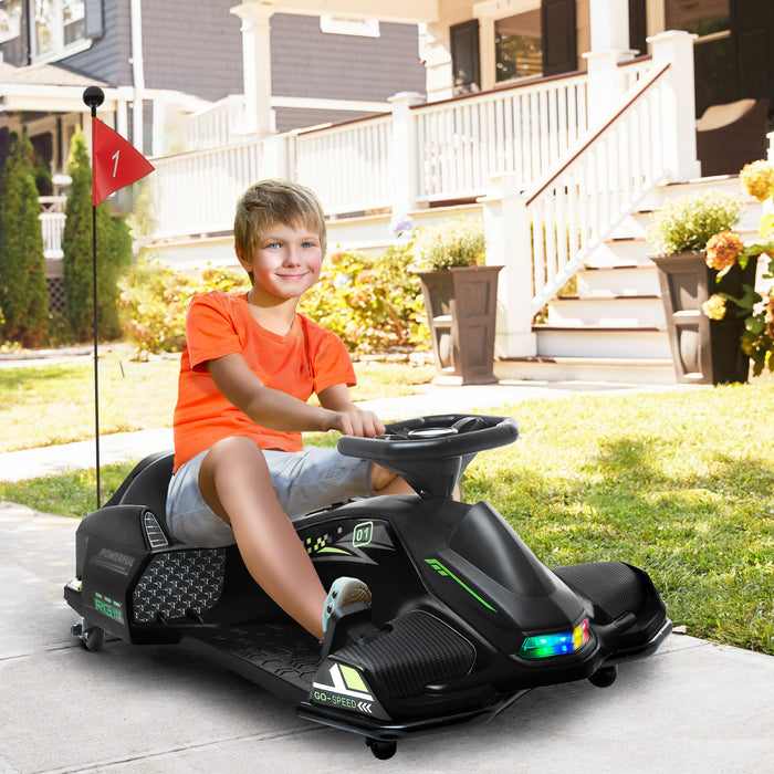 HOMCOM 12V Kids Electric Go Kart with Music, LED Lights, Slow Start, Black | Aosom UK