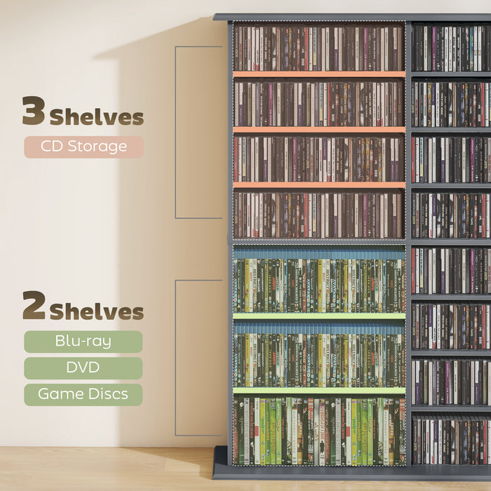 HOMCOM 16-Compartment Media Shelf - Grey