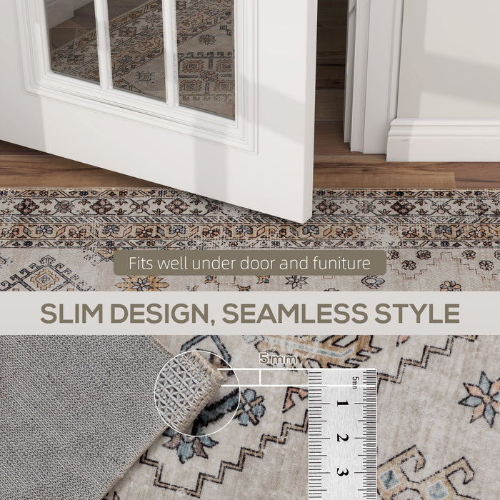 HOMCOM Vintage Area Rug, Non-Slip Washable Rug, Flannel Floor Carpet for Living Room, Bedroom, Dining Room, Home Office, 170 x 120 cm, Beige