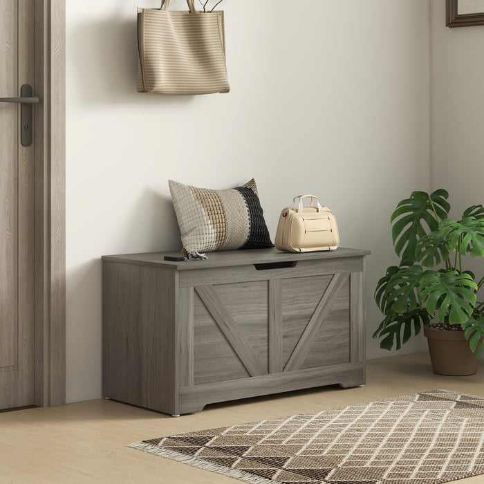 HOMCOM 100L Home Storage Box, with Safety Hinges - Charcoal Grey