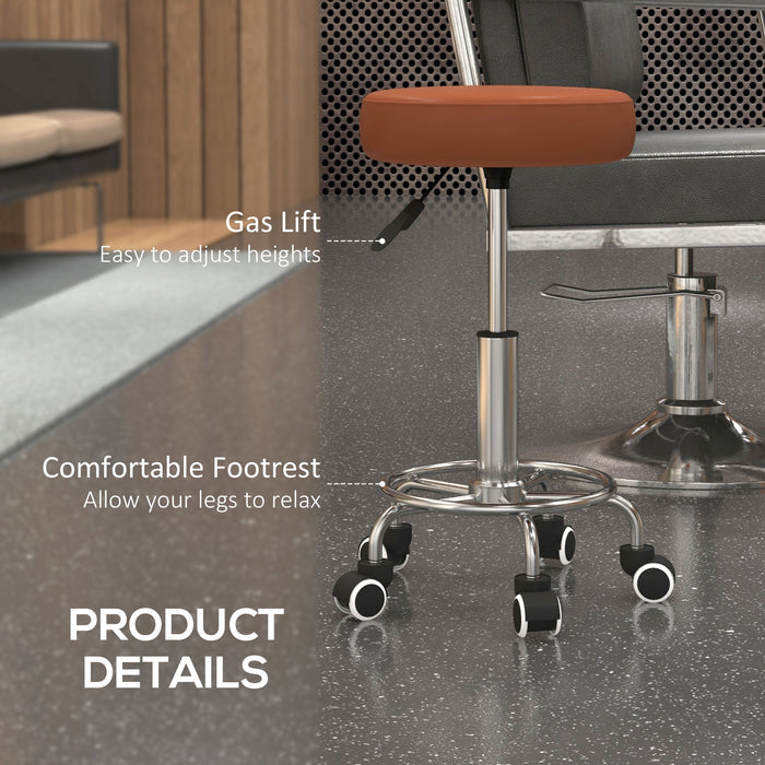 PU Leather Rolling Stool - Height Adjustable, Wheeled Chair for Salon, Spa & Massage - Comfortable Seating for Professionals