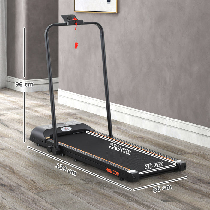 HOMCOM Foldable Walking Treadmill, with LED Display and Wheels, for Home, Office & Fitness Studio, Orange