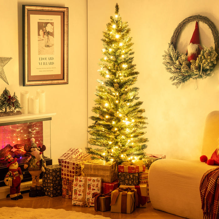 5/6 FT Artificial Christmas Tree Pre-lit Xmas Tree with 150/250 Multi-color and Warm White Switchable LED Lights-5FT