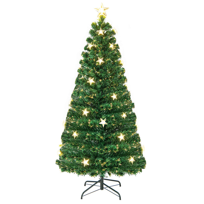5/6FT Fiber Optic Artificial Christmas Tree with 21 Star LED Lights-6FT
