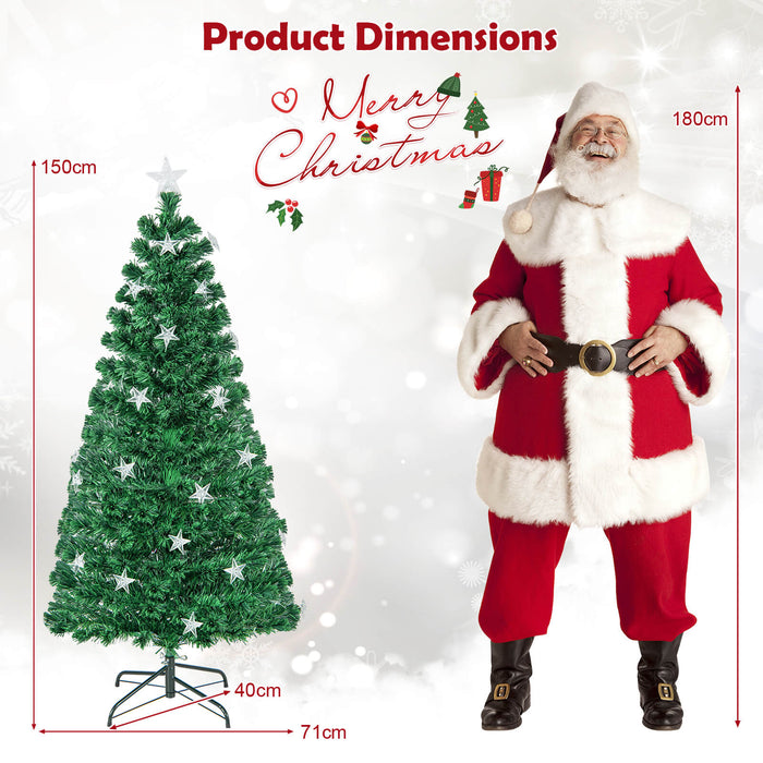 5/6FT Fiber Optic Artificial Christmas Tree with 21 Star LED Lights-6FT