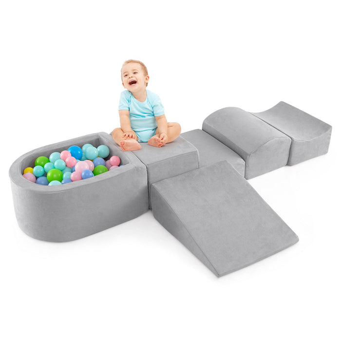 5-Piece Climb and Crawl Playset with Ball Pit for Kids-